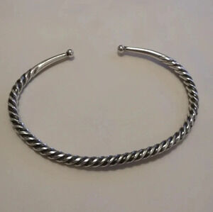 ✨ Vintage Sterling Silver Twisted Cable Cuff Bracelet